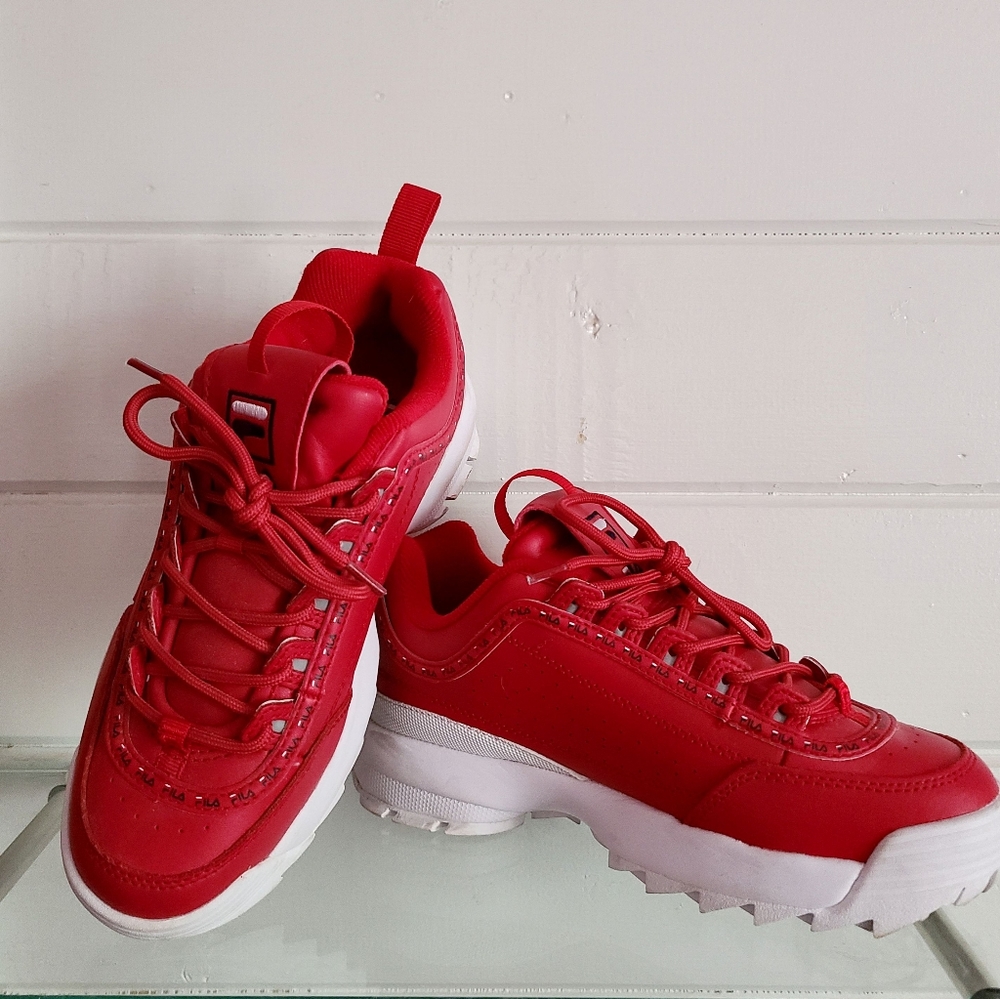 FILA bright red tennis shoes